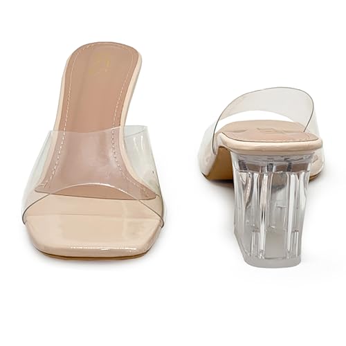 Image of WFS Women's Transparent Strap 2.5 Inch Block Heel Sandal
