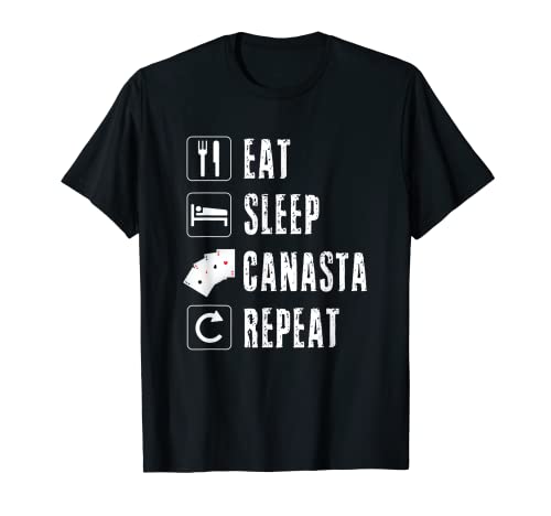 Photo de Eat Sleep Canasta Repeat Rummy Jeu de cartes Quatre Aces Rum T-Shirt