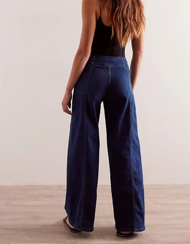 Kedera Women Wide Leg High Waisted Stretchy Flare Denim Pants Side Zipper Bell Bottom Jeans Trendy Pants3