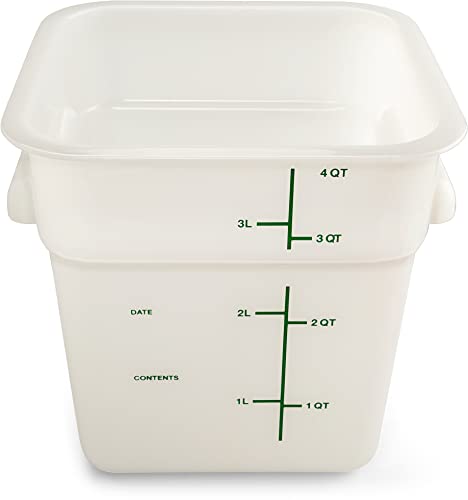 Image of Carlisle FoodService Products Squares Square Food Storage Container with Stackable Design for Catering, Buffets, Restaurants, Plastic, 4 Quarts, White