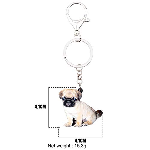 WEVENI Acryl-Schlüsselanhänger mit Mops-Motiv, Schmuck für Damen und Mädchen, Geldbörse, Zubehör, Kammern, Mops-Hund E, 43mm x 36mm