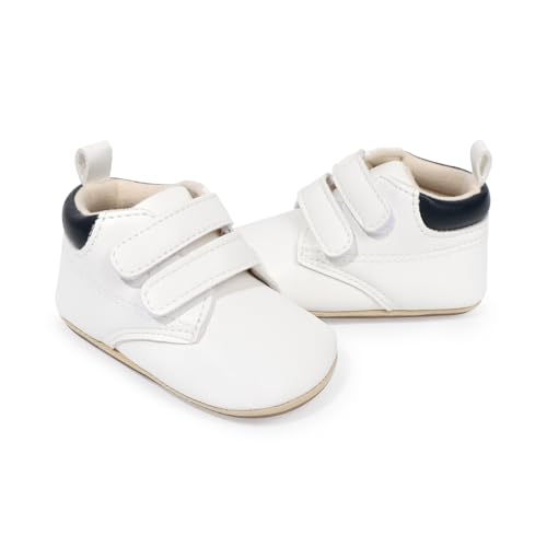 Image of HsdsBebe Baby Boys Girls Pu Leather Hard Bottom Walking Sneakers Toddler Rubber Sole First Walkers Infant Cartoon Slippers Crib Shoes