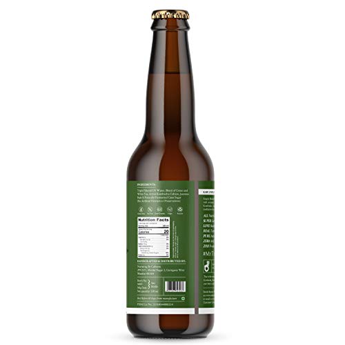 Image of Zoh Probiotics Jasmine Kombucha | Tea with detoxifying acids, and digestive enzymes. Raw, unfiltered, and unpasteurized with Mother. Made with real Jasmine flowers (330 ml, Pack of 6)