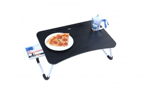 Image of MemeHo Multi-Purpose Foldable Laptop Table for Bed & Sofa | Portable Study Desk, Breakfast & Reading Table | Ergonomic Design, Non-Slip Legs | Fits up to 17 inch Laptop with Cup Holder and Dusk(Black)