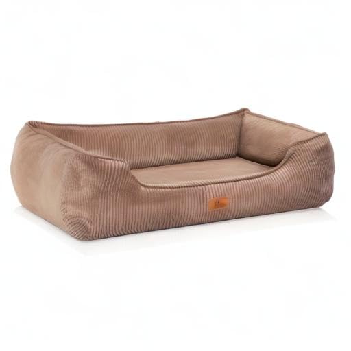 Knuffelwuff orthopädisches Hundebett aus Cord mit Handwebcharakter Nunavut XL 105 x 75cm Braun - Abnehmbarer Bezug - waschbar - für große, mittelgroße und kleine Hunde