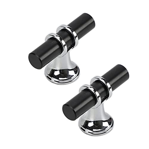 Dreneco 2 Pack Drawer Knobs - Zinc Alloy Cabinet Knobs T Bar Handles (Single Hole, Black+Chrome)