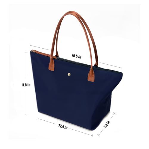 Bolso Tote Plegable de Nylon para Mujer Azul Oscuro miniatura 3