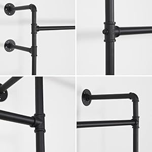 Industrial Pipe Clothes Rack, Heavy Duty Detachable Wall Mounted Black Iron Garment Bar, Clothing Store Display Stands Garment Rack Closet System (125.5 x 93.7inch) Industrial Pipe Clothes Rack Heavy Duty Detachable Wall Mounted Black Iron Garment Bar Clothing Store Display Stands Garment Rack Closet System 1255 x 937inch