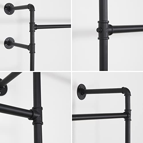 Industrial-Pipe-Clothes-Rack-Heavy-Duty-Detachable-Wall-Mounted-Black-Iron-Garment-Bar-Clothing-Store-Display-Stands-Garment-Rack-Closet-System-1255-x-937inch Industrial Pipe Clothes Rack Heavy Duty Detachable Wall Mounted Black Iron Garment Bar Clothing Store Display Stands Garment Rack Closet System 1255 x 937inch