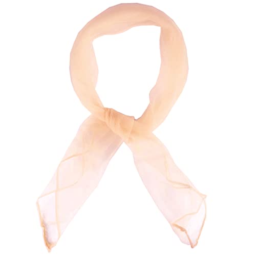 Hat To Socks Square Chiffon Head Scarf - Lightweight Retro 50s Pinup Neck and Hair Scarf for Women (Peach)