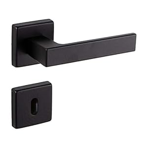 Gedotec Maniglia per porta alluminio | 1 anta ferramenta nera maniglia porta camera su rosone quadrato per porte interne | BB – Mazzo di barbe | Coppia di maniglie nero opaco | PREMERE 1317 | 1 Set