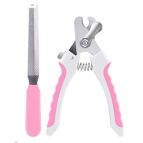 TopE Professional Pet Nail Trimmer with Safety Guard to Avoid Over-cutting Include Nail Clipper and Nail File for Small and Medium Dogs Cats Rabbits Birds, Pink
