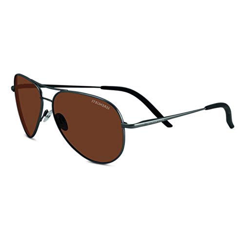 Serengeti Carrara Shiny Gunmetal/Mineral Polarized Brown Drivers 59MM Aviator Sunglasses For Men +BUNDLE with ACCESSORY EYEWEAR KIT