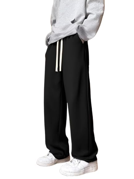 dockstreet Straight Wide fit Long Length Trouser Style Drawstring Trackpant for Men/Trending Sporty Style, Relaxed Casual Pants for Men-picture-25
