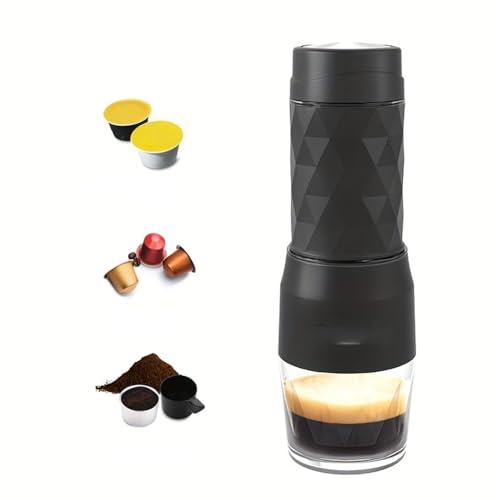 Klivex �J�v�Z���R�[�q�[�}�V�� 3-in-1 �|�[�^�u�� �蓮�G�X�v���b�\ �R�[�q�[�}�V�� 18Bar �R�[���h&�z�b�g�u�����[ �~�j�R�[�q�[���[�J�[ �~���N�t�H�[���v���X���o�[�t�� 120ml�J�b�v DG/NES �J�v�Z���Ɣ҂����R�[�q�[�ɑΉ� (