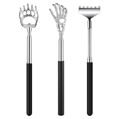 [MRSXXNTY] 3個セット 孫の手は ステンレス、移働、伸縮式、携帯用、ゴム取っ手、かゆいところに届く、かゆみ止め、長さ調節、背中マッサージ器道具です