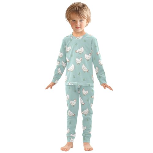 Pajama Sets Long Sleeve Chicken Pattern on Fabric Soft Comfy Sleepwear 2 Piece PJS 3-8T2