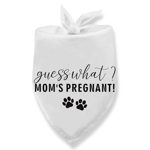 Guess What? Moms Pregnant Dog Bandana Pregnancy Announcement Baby Announcement Dog Bandana for Dogs Pregnancy Announcement Gender Reveal Pet Scarf for Small Medium Cats Dogs