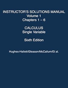 Paperback Calculus: Single Variable, Sixth Edition Instructor's Solutions Manual, Volume 1, chs 1-6 Book