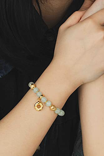 Image of ZenBless Fengshui Porsperity Jade Bracelet Lucky Charm Feng Shui Black Obsidian Wealth Bracelet Gift for Men Women with Gold Plated Pi Xiu Pi Yao Attract Wealth Good Luck(Green)
