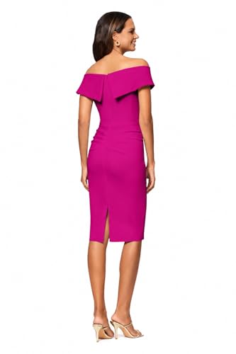 Image of Xscape Women's Bodycon Midi Off-The-Shoulder Ruffle Dress with Center Back Zipper, Petite & Plus Size