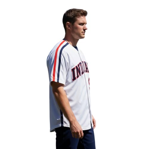 Rick Wild Thing Vaughn #99 Deluxe Camiseta de Béisbol Bordada Uniforme de Disfraz - Película de los 80s 90s - Blanco miniatura 2