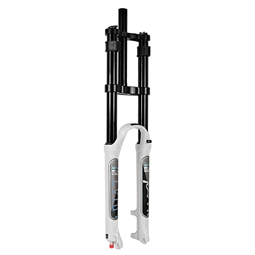 LvTu DH Downhill Mountain Bike Suspension Fork 26 27.5 29 Inch Travel 160mm Air MTB Fork Rebound Adjust Double Shoulder with Lockout Function Bicycle Shock Absorber, White, 27.5 inch -  999-447-988