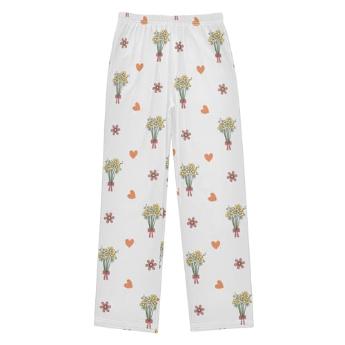 Love Bouquets Boys Pants Boys Athletic Pants Long Pant for Boywith Pockets Wide-Leg Size 6-14Y