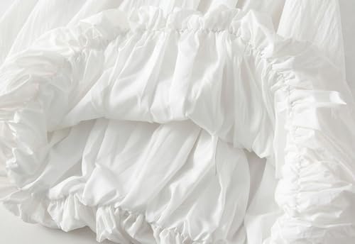 Womens Casual Lantern Skirts Elastic Waist Bubble Pompom Skirt Pleated A-Line Skirts Fluffy Fashion Party Skirt White2