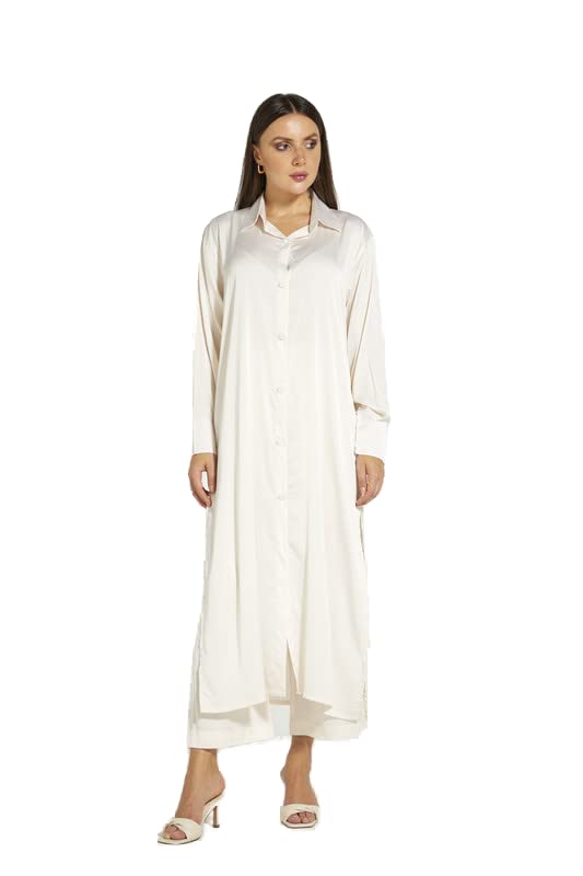 MOiSTREETSilk Fabric Top And Pants Set