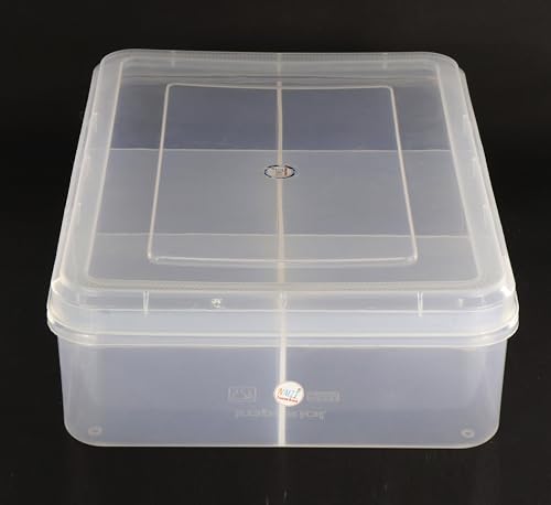 Image of NMII Multipurpose Plastic Storage Box with Partitions | Transparent Organizer with Secure Lid | Ideal for Stationery, Craft Supplies, Tools, and Jewellery, Accessories | Lightweight-(6 Partitions)
