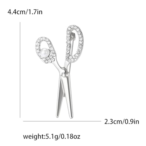 Image of Scissors Brooch Pins for Women, Barber Hairdresser Scissors Brooch Pin, Cute Scissor Brooch Lapel Pin, Bohemian Pearl Scissors Brooches Pins for Women Hat Bag Suit Dress Accessories
