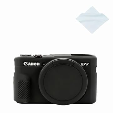 Capa G7X Mark II G7X Mark III capa de silicone para câmera G7X capa de silicone ultra fina leve de borracha macia capa de silicone para Canon PowerShot G7X G7X Mark II G7X Mark III, Glamour Black