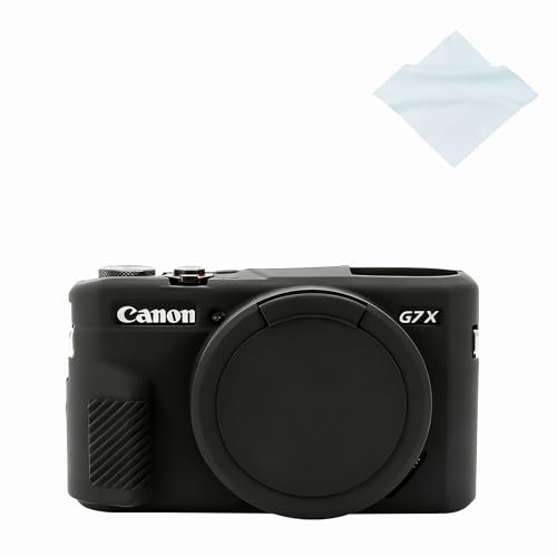 Yisau G7X Mark II Camera Case, G7X Removable Lens Cover Silicone Cover for Canon PowerShot G7X ii, G7X Accessories, Lightweight Rubber Soft Silicone Case - Glamour Black