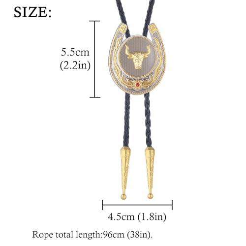 Image of HUABOLA CALYN Bolo Tie for Men- Western Cowboy Native American Golden Horse Bolo Tie