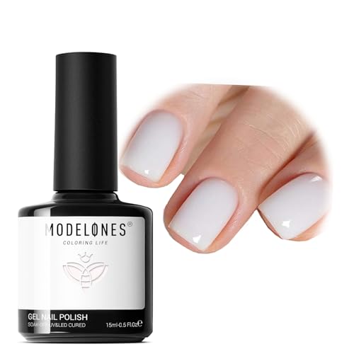 modelones Milky White Gel Nail Polish Nail Polish Natural Color Translucent Jelly Soak Off LED Clear Coat Soap Nails Art White French Gel Polish15 ML