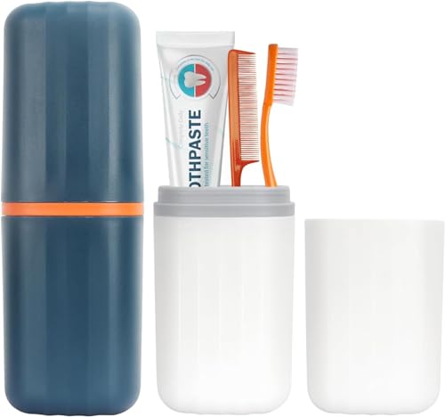 Image of Travel Curry - Travel Toothbrush Cup Case, Portable Toothbrush Holder Case for Traveling, Camping, Business Trip and School, Plastic Toothbrushes Toothpaste Set with Color Options (Pink)