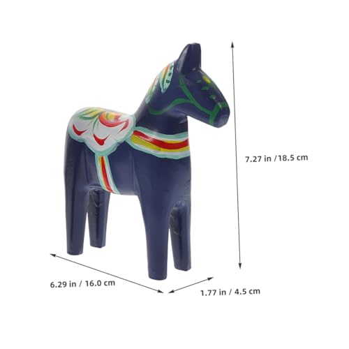 SMASOLO 北欧手描き木製ダーラナホース彫刻 収納棚やテレビ台に映える鮮やかな彩色の動物置物 家やオフィスの卓上装飾にな原木馬フィギュ