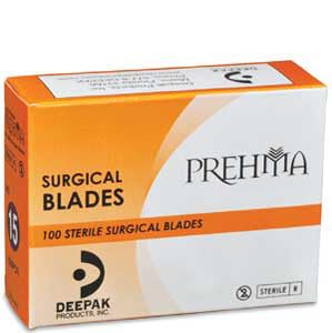 Prehma #11 Sterile Carbon Steel Surgical Scalpel Blade, Single Use, Box of 100