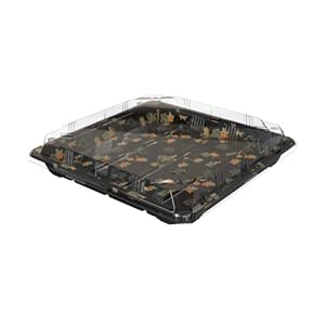 12# Sushi Container Sushi Tray Sushi plate Samurai party tray 10.4 * 10.4-Inch Take Out tray With Clear Lid 200 sets 12#