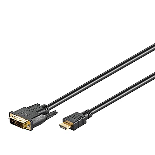 Goobay 51881 Cavo Dvi/Hdmi, Dorato, Nero, 1.8M Lunghezza Del Cavo