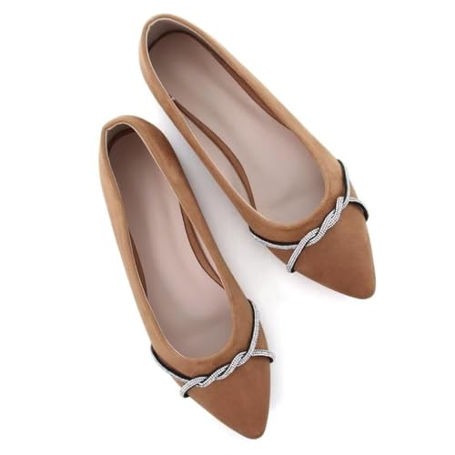 Image of TN TANGNEST Womens Casual Flats Chain Ballet Flats | Fashion Pointed Toe Rhinestone Flats, Comfort Slip On Dress Shoes for Business Work Office Wedding Party