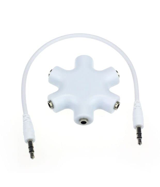 Enfogo 3.5 Mm 5 Way Jack Stereo Audio Headset Headphone Earphone Hub Splitter Connector Adapter