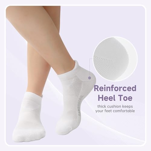 Image of BAMBOO COOL Women's Ankle Athletic Running Socks Low Cut Socks For Ladies, Cushioned Breathable Comfort for Sports, 6 Pack