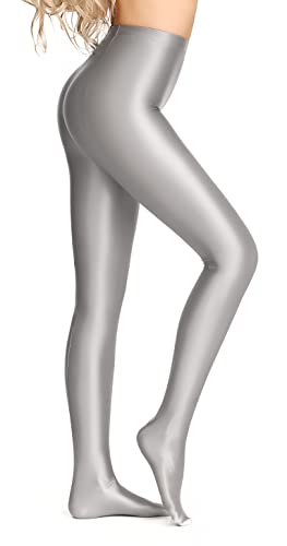 SOFSOT blickdichte glänzende Strumpfhose in Übergröße Wet-Look Fuß glänzende Strumpfhose Pilates-Yogahose hohe Taille
