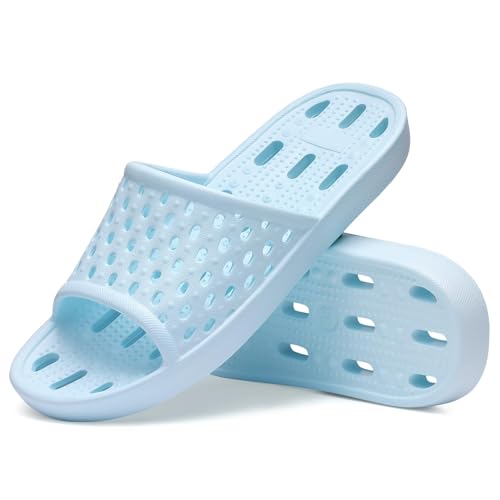 Image of Litfun Shower Shoes for Women Non-Slip Quick Dry Shower Slippers Lightweight Pool Sandals with Drain Holes for College Dorm, Beach, Bathroom & Gym