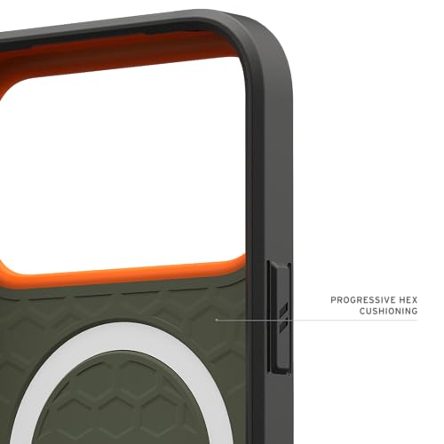 Image of Urban Armor Gear UAG Civilian Magnetic Compatible, Rugged Slim Sleek Shockproof Anti-Slip Military Grade Protective Case /Cover Designed for iPhone 17 Pro Max - Olive /Orange