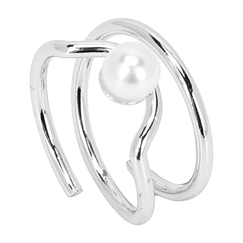 ZAICOLER Anillo de Nácar, Anillos de Uñas, Anillos Ajustables para Mujeres, Anillos de Nudillos de Uñas de Perlas, Joyería de Cobre con Punta de Dedo, Herramienta de Decoración de Uñas