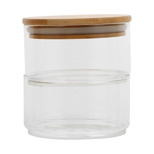 lurrose 蓋付き北欧風ガラス保鮮ボウル 重ねられる多フルーツサラダ用保存容器 デザートトレイ兼用密封ジャー