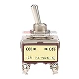 5 Stück Ein/Aus 2-Position-Kippschalter, 4-Pin-Kippschalter, 12 mm Montage 15 A 250 V AC, langlebiger Mini-Kippschalter für Automobil-, Haushaltsgeräte- und Industriesteuerungen